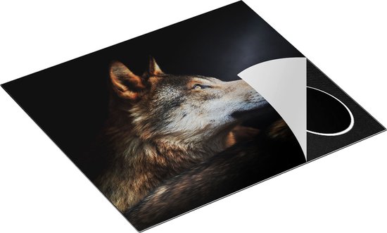 Chefcare Inductie Beschermer Wolvenkop met een Zonnestraal - Wolf - 59x51 cm - Afdekplaat Inductie - Kookplaat Beschermer - Inductie Mat
