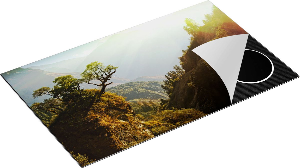 Chefcare Inductie Beschermer Bos in de Bergen met Zonneschijn - Kleur - 85x50 cm - Afdekplaat Inductie - Kookplaat Beschermer - Inductie Mat