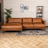 Bronx71® Industriële hoekbank Denver cognac eco-leer links