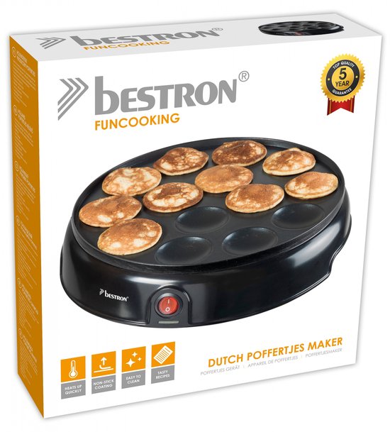 Bestron Poffertjespan - APFM700Z - 800W - Poffertjesmaker - Electrisch - Zwart - 5 jaar garantie — afbeelding 3
