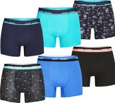 Happy Shorts Boxershorts Heren Multipack 6P SET#7 Blauw Zwart - Maat L