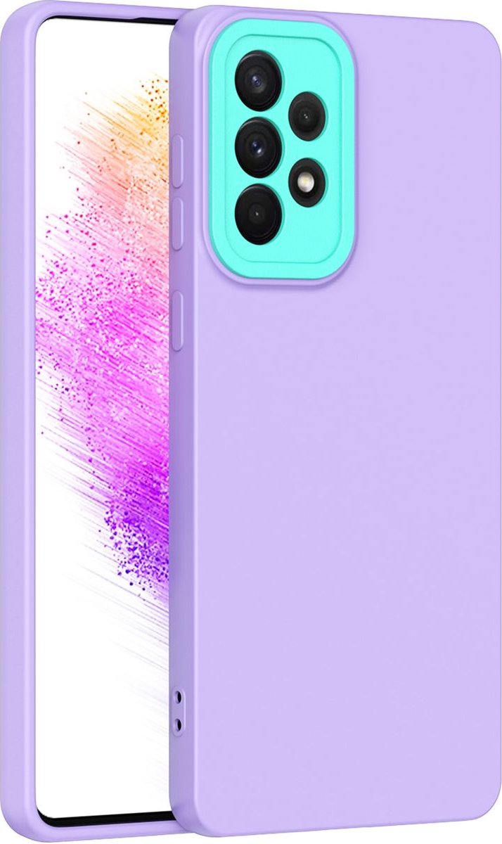 Mobigear Hoesje geschikt voor Samsung Galaxy A73 Telefoonhoesje Flexibel TPU | Mobigear Colors Backcover | Galaxy A73 Case | Back Cover - Paars