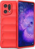 Mobigear Hoesje geschikt voor OPPO Find X5 Telefoonhoesje Flexibel TPU | Mobigear Bumpy Backcover | Find X5 Case | Back Cover - Rood