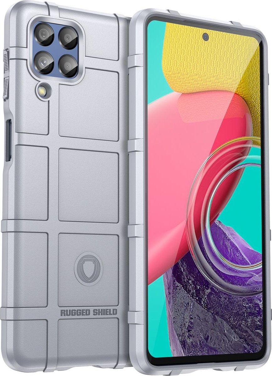 Mobigear Hoesje geschikt voor Samsung Galaxy M53 Telefoonhoesje Flexibel TPU | Mobigear Rugged Shield Backcover Shockproof | Schokbestendig Galaxy M53 Telefoonhoesje | Anti Shock Proof - Grijs
