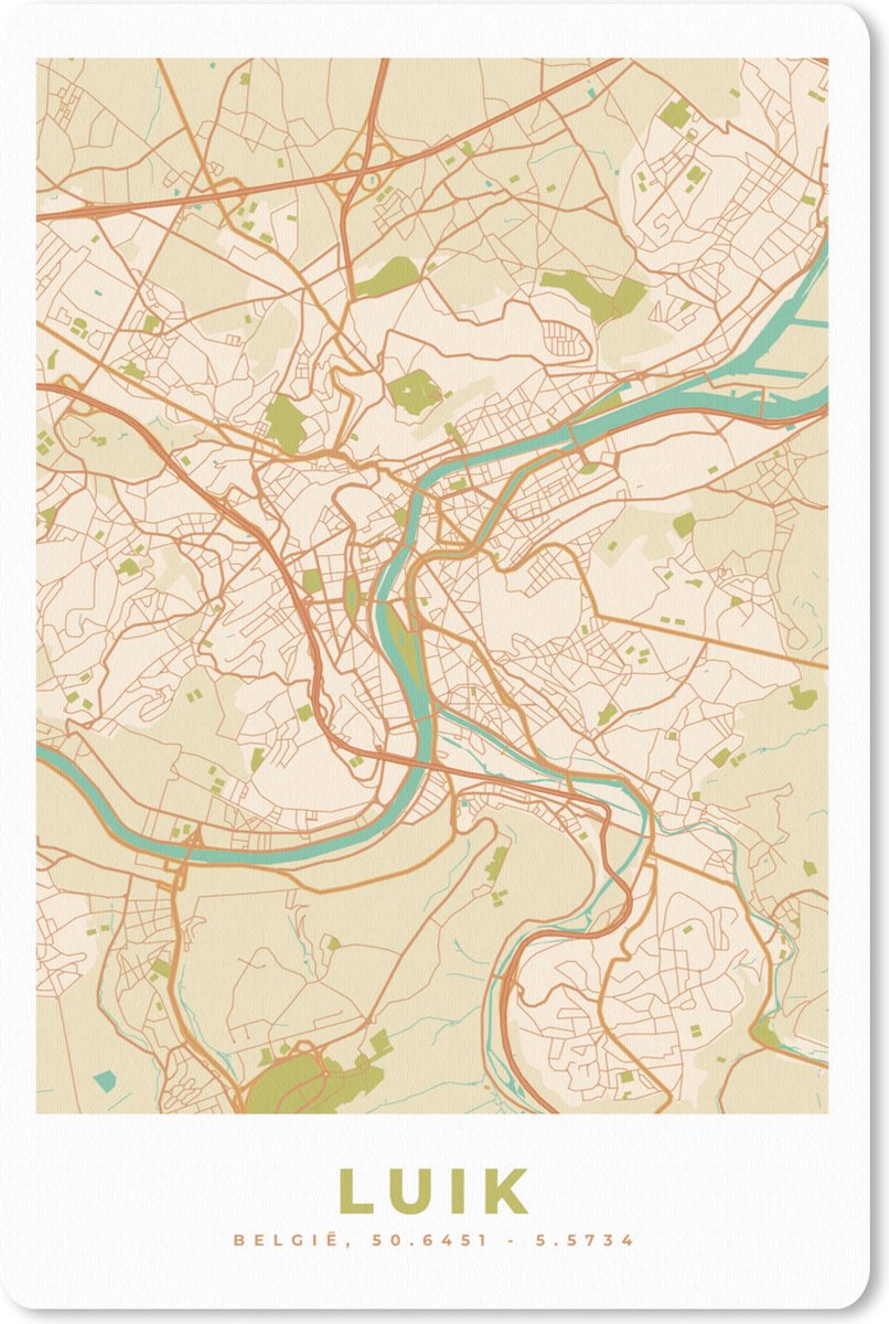 Muismat - Mousepad - Luik - Luik - Stadskaart - Kaart - Plattegrond - 40x60 cm - Muismatten
