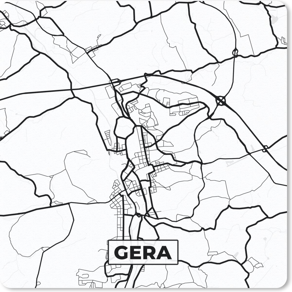 Muismat 20x20 cm - Mousepad Plattegrond - Gera - Kaart - Stadskaart - Muismatten - Stadskaart