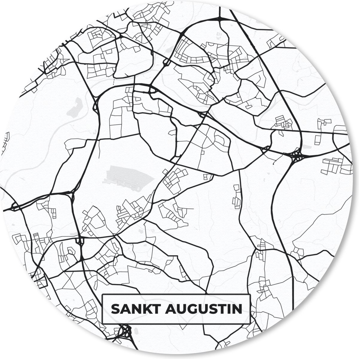Muismat - Mousepad - Rond - Sankt Augustin - Kaart - Plattegrond - Stadskaart - 40x40 cm - Ronde muismat