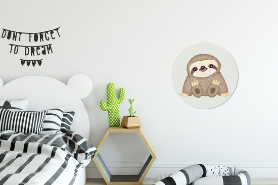 Illustration pour enfants d'une assiette en plastique cercle mural Happy Sloth ⌀ 30 cm - impression photo sur cercle mural / cercle vivant (décoration murale)
