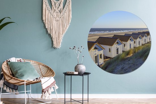 Arrière des maisons de plage Assiette en plastique cercle mural ⌀ 120 cm / Mer et plage - impression photo sur cercle mural / cercle vivant (décoration murale)
