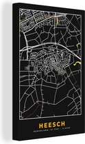 Canvas Schilderij Heesch - Plattegrond - Kaart - Stadskaart - Goud - 60x90 cm - Wanddecoratie