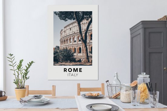 Toile Peinture Rome - Italie - Colisée - 80x120 cm - Décoration murale