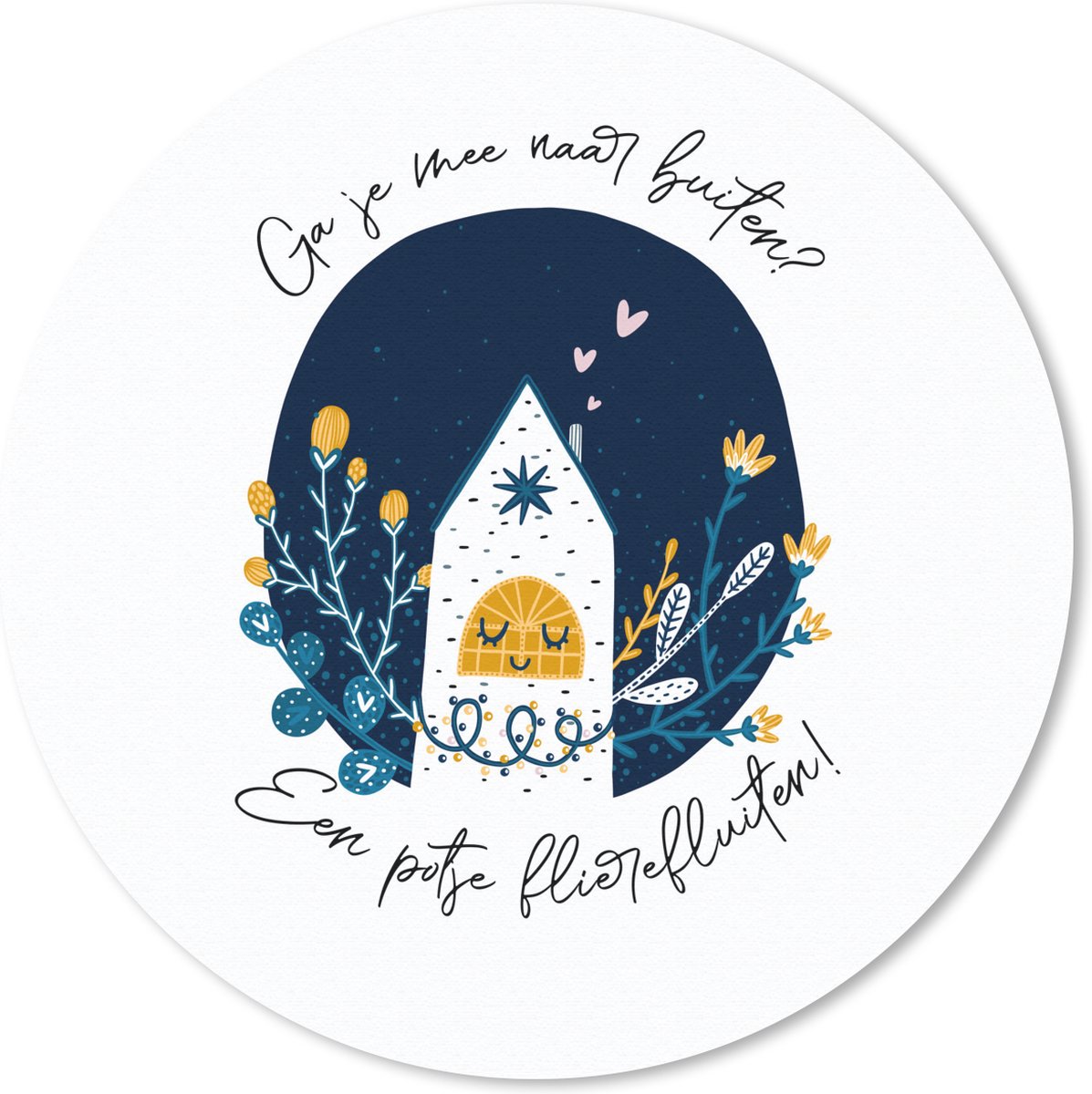 Muismat rond 40x40 cm - Mousepad Spreuken - Quotes - Ga je mee naar buiten? - Ronde muismatten