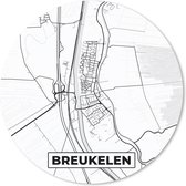 Muismat - Mousepad - Rond - Breukelen - Plattegrond - Zwart Wit - Kaart - Nederland - Stadskaart - 50x50 cm - Ronde muismat