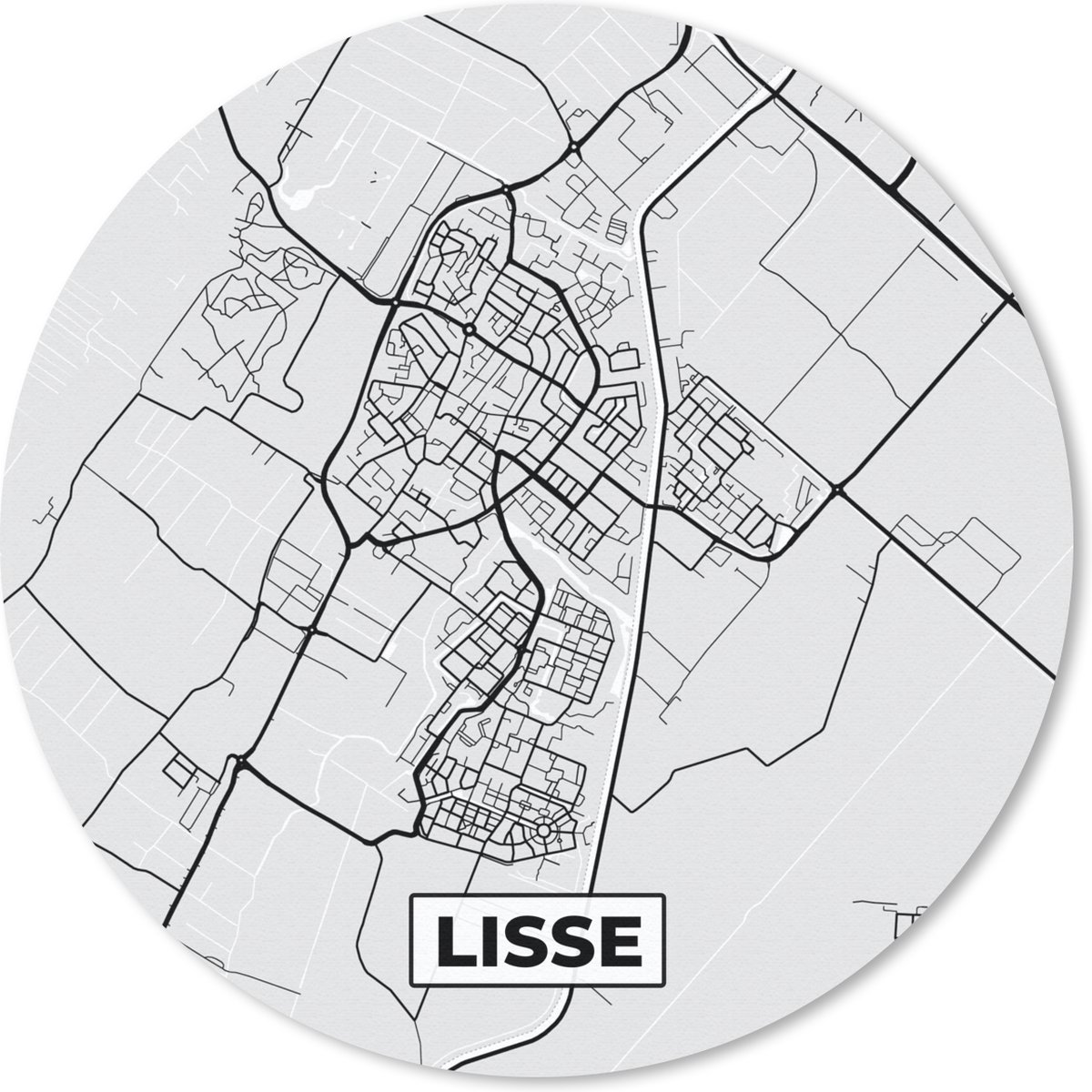 Muismat rond 20x20 cm - Mousepad Plattegrond - Kaart - Lisse - Stadskaart - Ronde muismatten - Stadskaart