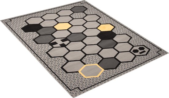 Tapiso Tapis Atena Grijs Jaune Chambre d'enfant Tapis Moderne Taille - 80x150