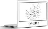 Laptop sticker - 10.1 inch - Kaart – Plattegrond – Stadskaart – Enschede – Nederland – Zwart Wit - 25x18cm - Laptopstickers - Laptop skin - Cover