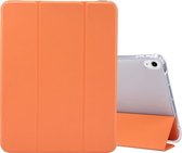 Mobigear Tablethoes geschikt voor Apple iPad Air 5 (2022) Hoes | Mobigear Tri-Fold Gel Bookcase + Stylus Houder - Oranje