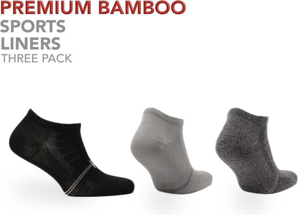 Norfolk - Bamboe sokken - 3 paar - Premium 77% Bamboe Sneakersokken - Sportsokken - Panda - Zwart-Grijs - 35-38