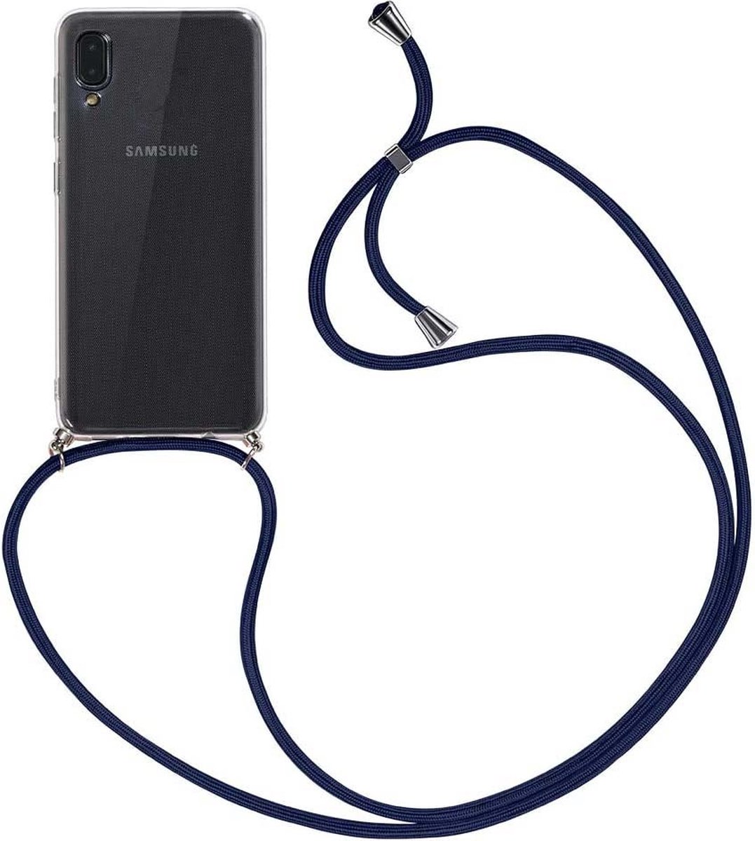 Hoesje Geschikt Voor Samsung Galaxy A10 hoesje met koord transparant Siliconen Zwart – A10 backcover – Hoesje Geschikt Voor Samsung Galaxy A10 case – oTronica koord hoesje Hoesje Geschikt Voor Samsung Galaxy