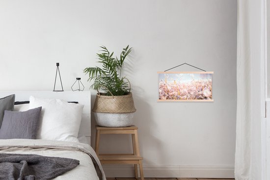 Porte-affiche avec affiche - Affiche scolaire - Herbe - Soleil - Hiver - Neige - 60x30 cm - Lattes vierges