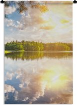 Wandkleed - Wanddoek - Bomen - Water - Zon - 120x180 cm - Wandtapijt