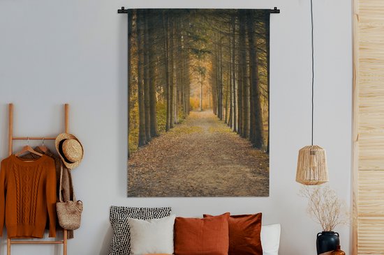 Tenture murale - Toile murale - Chemin - Arbres - Forêt - 150x200 cm - Tapisserie