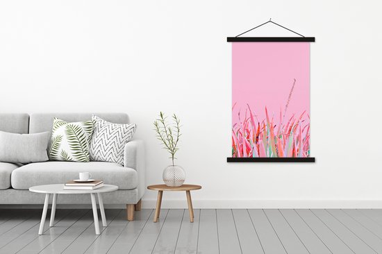 Porte-affiche avec affiche - Affiche scolaire - Été - Plantes - Pastel - 120x180 cm - Lattes noires