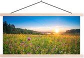 Porte-affiche avec affiche - Affiche scolaire - Soleil - Herbe - Fleurs - 120x60 cm - lattes vierges