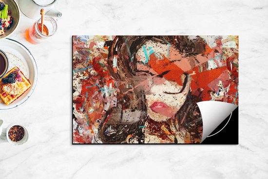 Chefcare Inductie Beschermer Abstracte Kunst van een Meisje - Vrouw - 81,6x52,7 cm - Afdekplaat Inductie - Kookplaat Beschermer - Inductie Mat