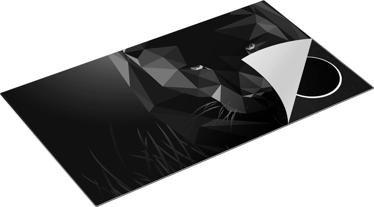 Chefcare Inductie Beschermer Zwarte Panter van Origami - Abstract - Zwart Wit - 91,6x52,7 cm - Afdekplaat Inductie - Kookplaat Beschermer - Inductie Mat