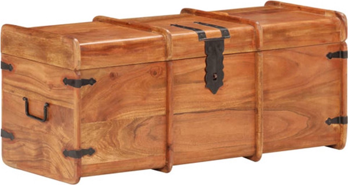 vidaXL Opbergkist - 90x40x40 - cm - massief - acaciahout donkerbruin