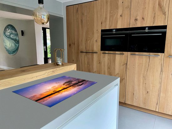Chefcare Inductie Beschermer Silhouet van Bomen tijdens Zonsondergang - 85x50 cm - Afdekplaat Inductie - Kookplaat Beschermer - Inductie Mat