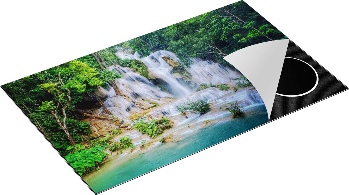 Chefcare Inductie Beschermer Waterval in het Tropische Natuur - 85x52 cm - Afdekplaat Inductie - Kookplaat Beschermer - Inductie Mat