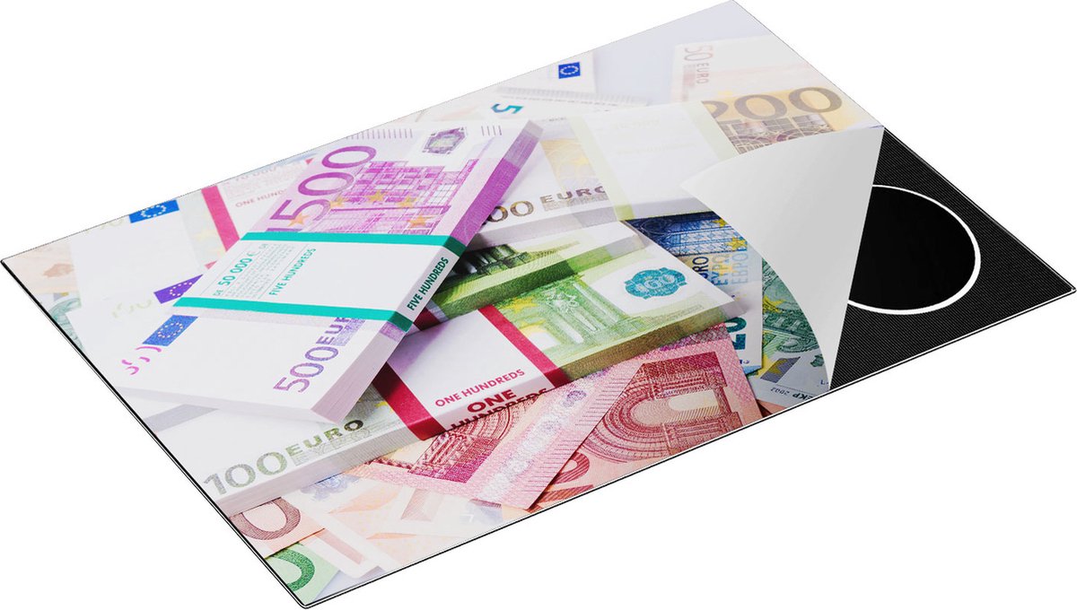 Chefcare Inductie Beschermer Euro Geld Briefjes - Stapels - 81,6x52,7 cm - Afdekplaat Inductie - Kookplaat Beschermer - Inductie Mat