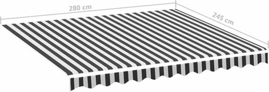 Store banne de remplacement vidaXL - 3 x 2,5 m - Toile de protection anthracite et Wit - Toit de store banne - Protection solaire solaire - Jardin été - Vie en plein air