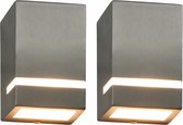 vidaXL Buitenwandlampen 2 st 35 W rechthoekig zilverkleurig