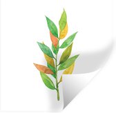 Muurstickers - Sticker Folie - Waterverf - Bladeren - Planten - 80x80 cm - Plakfolie - Muurstickers Kinderkamer - Zelfklevend Behang - Zelfklevend behangpapier - Stickerfolie