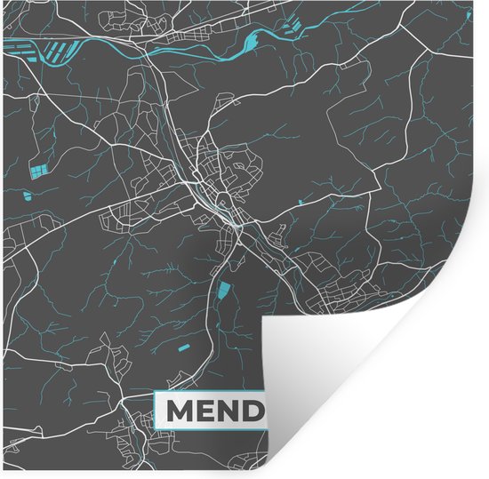 Muurstickers - Sticker Folie - Kaart – Plattegrond – Stadskaart – Menden – Duitsland – Blauw - 80x80 cm - Plakfolie - Muurstickers Kinderkamer - Zelfklevend Behang - Zelfklevend behangpapier - Stickerfolie