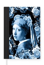 Notitieboek - Schrijfboek - Meisje met de parel - Johannes Vermeer - Delfts blauw - Notitieboekje klein - A5 formaat - Schrijfblok