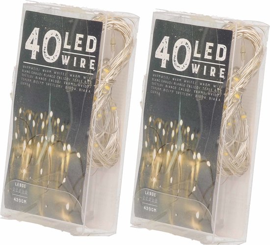 Set van 6x stuks draadverlichting lichtsnoeren met 40 lampjes warm wit 420 cm - Lichtdraden/lichtsnoeren - kerstverlichting