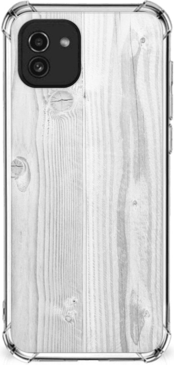 Samsung Galaxy A03 Stevig Telefoonhoesje White Wood