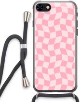 Case Company® - Hoesje met koord geschikt voor iPhone 7 hoesje met Koord - Grid Roos - Telefoonhoesje met Zwart Koord - Extra Bescherming aan alle Kanten en Over de Schermrand