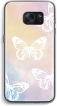 Case Company® - Samsung Galaxy S7 hoesje - White butterfly - Soft Cover Telefoonhoesje - Bescherming aan alle Kanten en Schermrand