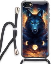 Case Company® - Hoesje met koord geschikt voor iPhone 8 hoesje met Koord - Wolf Dreamcatcher - Telefoonhoesje met Zwart Koord - Extra Bescherming aan alle Kanten en Over de Schermrand