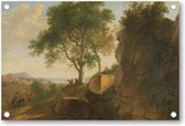 Italiaans landschap met een waterplas - Tuinposter 120x80 - Wanddecoratie - Herman van Swanevelt - Meesterwerken
