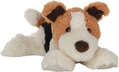 Habibi Warmte/magnetron opwarm knuffel - Hond/Terrier - wit/bruin - 33 cm - pittenzak