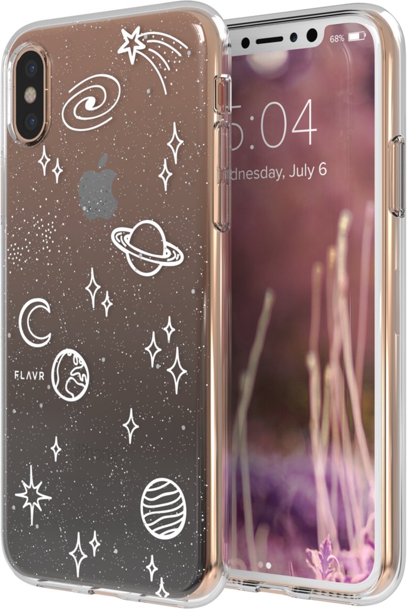 FLAVR iPlate kosmos sterren iPhone X XS hoesje - Grijs Wit
