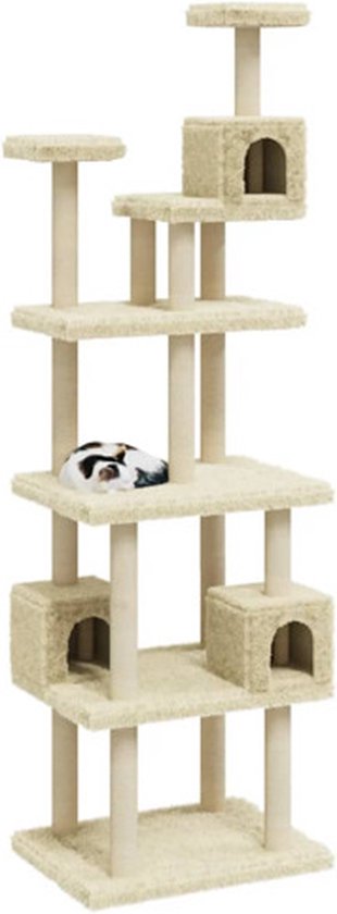 VDXL Kattenmeubel met sisal krabpalen 188 cm crèmekleurig