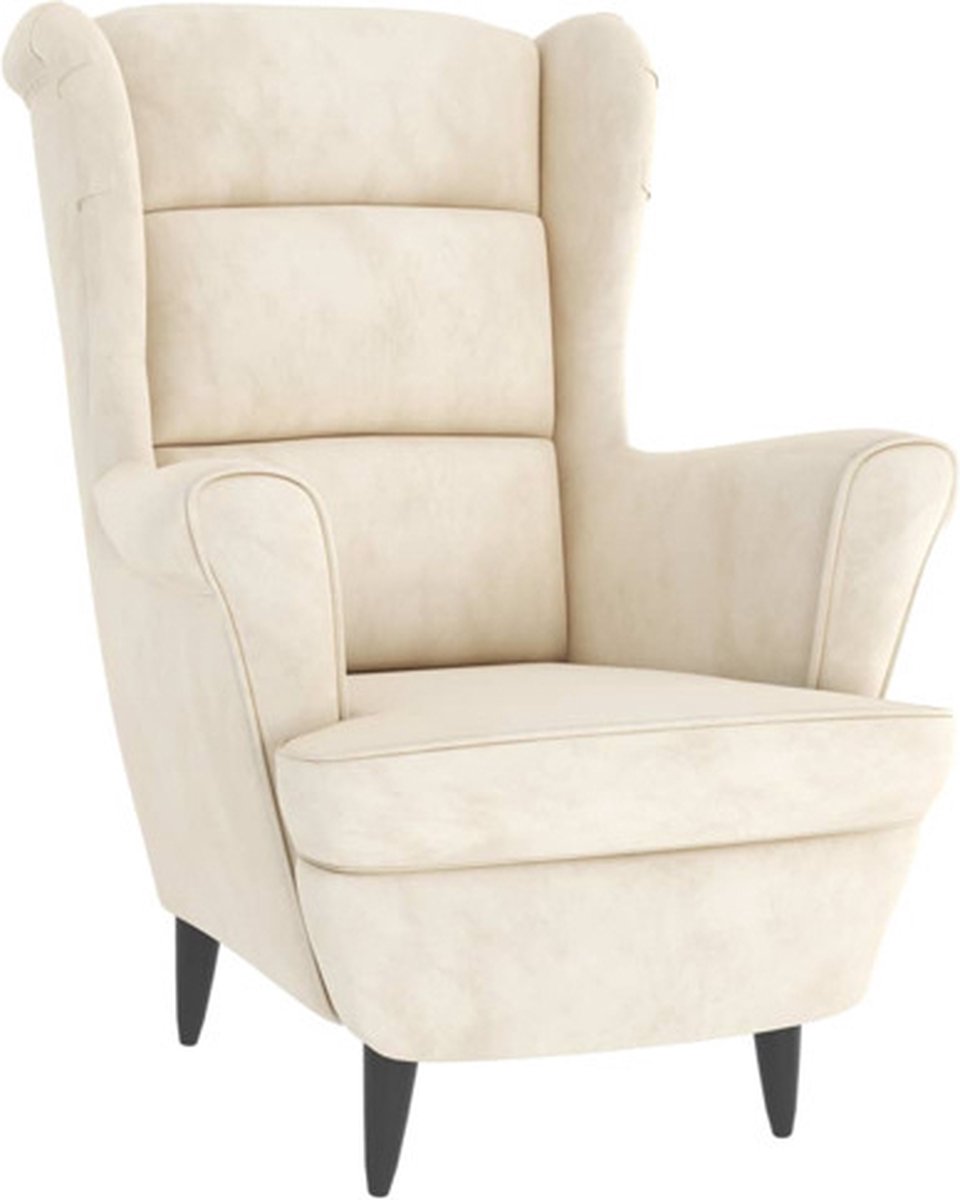 vidaXL Fauteuil - fluweel - crèmewit
