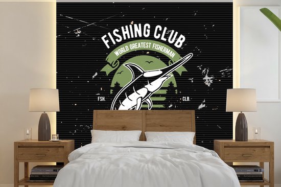 Papier Peint - Papiers Papier peint photo Poissons - Rétro - Dessin - Citation - Largeur 280 cm x Hauteur 280 cm